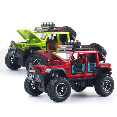 Picture of 1:24 Off Road Rock Climber Jeep Vehicle Diecast Metal Car Luxury SUV Alloy Model Car Simulation Sound Light Pull Back Car Toy For Kids Gift-Green