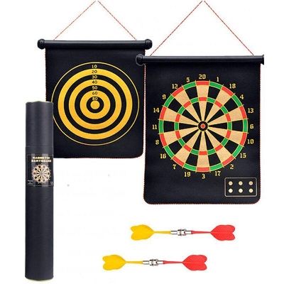Picture of Magnetic Dart Board, 15" Double-Sided Magnetic Dart Game Set with 6 Darts Flights Safe Indoor & Outdoor Games Toy Gift for Kids and Adults-Multicolor