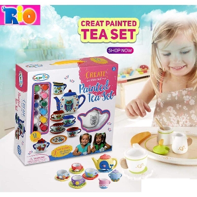 Picture of DIY Create Your Own Painted Tea Set Toy for Kids Creative Artistic Toy For Kids-Multicolor