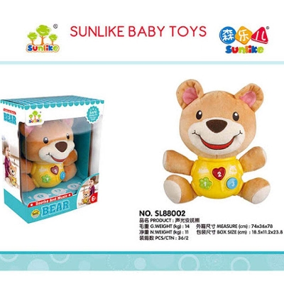 Picture of Musical Rattle Teddy Bear Toy for Newborn Baby Soft Doll Toy for baby with Light and Music-Multicolor
