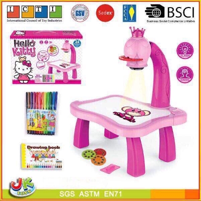 Picture of Hello Kitty Kids Projector Drawing Painting Table Desk Art Learning Kit for Drawing with Color Pens-Pink