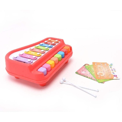 Picture of Huanger Kids Piano Xylophone 8 Keys Musical Organ Toys for children Early Learning with Drum Sticks-Red