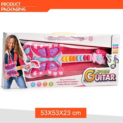 Picture of Kids Plastic Guitar Toy Musical Instrument Piano Guitar with Light & Music-Pink