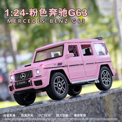 Picture of CHE ZHI 1:24 Mercedes Benz AMG G63 G-Klessa Diecasts Alloy Car Luxurious Simulation Toy Vehicles Metal Car 6 Doors Open Model Car Sound Light Toys For Gift-Pink