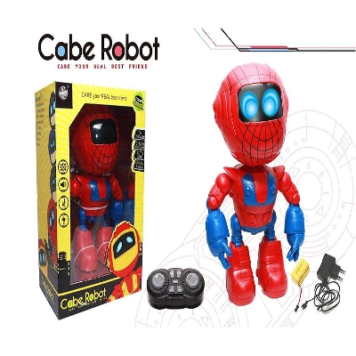 Picture of RC Robot Remote Control Rechargeable Spiderman Figure Robot Toy 4 Function Electric Robot with Music Dance Light-Red