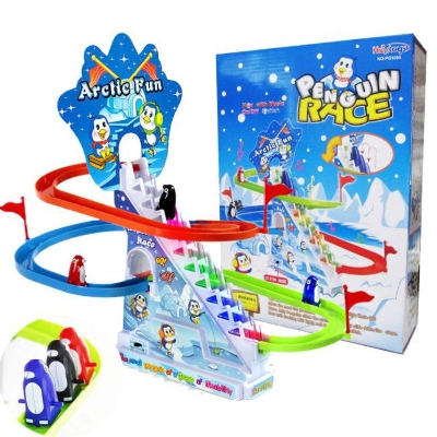 Picture of Penguin Go Racer Track Toy Climbing Stairs Toys for Toddlers Boys Girls Roller Coaster Kids Fun Playing Games with Music-Multicolor