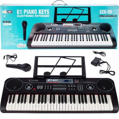 Picture of 61 Key Electronic Keyboard With Dual Power Supply Mode-328-06-Black