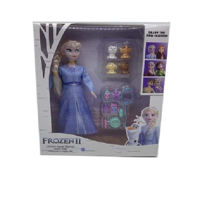 Picture of 11 Inch Disney Frozen Solid Princess With Pet Dog Accessories-Blue