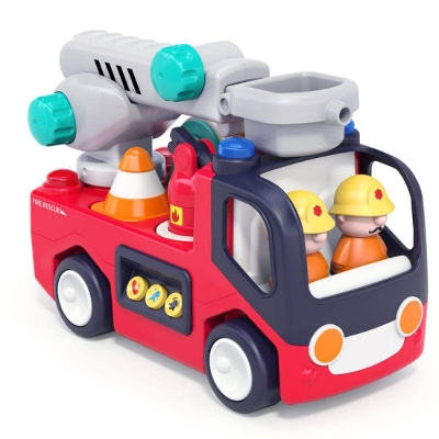 Picture of Hola Fire Engine Ladder Truck Toy for Kids Early Learning Fire Engine with Light and Music Toys-Red