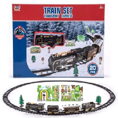 Picture of Train set transport express Electric railway 20pcs with light and music railway train with light,music-Multicolor