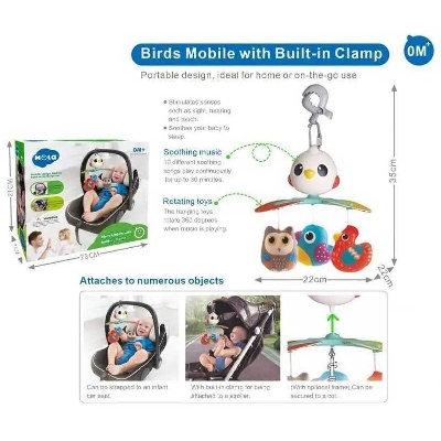 Picture of Musical baby stroller bird hanging bell pendant rattle, mobile (for car seat, stroller, crib) Hola E995A-Multicolor