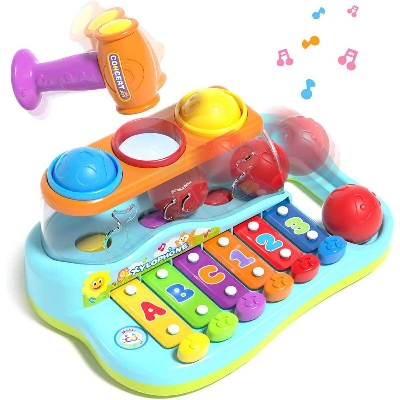 Picture of HOLA Three color ball wisdom Xylophone ,Hammering Pounding Toys Educational Ball Pound and Tap Bench Toy Xylophone-Multicolor