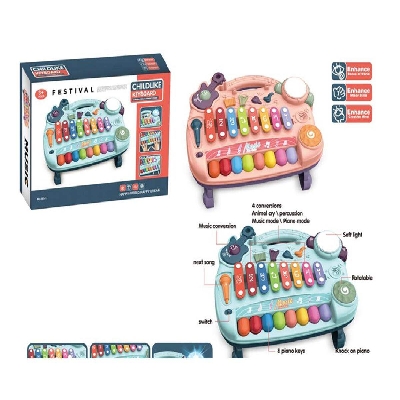Picture of Piano With Xylophone 2 In 1 With Effects Music Festival ,Light music multi-function xylophone electronic organ-Multicolor