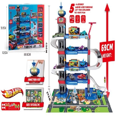 Picture of New Kids Parking lot with light,music,6pcs alloy racing cars-Multicolor