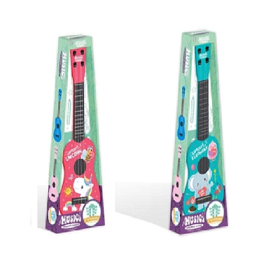 Picture of 17 inch small guitar for kids, Toys for Children with 4 Steel Strings multicolor Musical Instrument Toy for Toddler Boys Girls-Multicolor