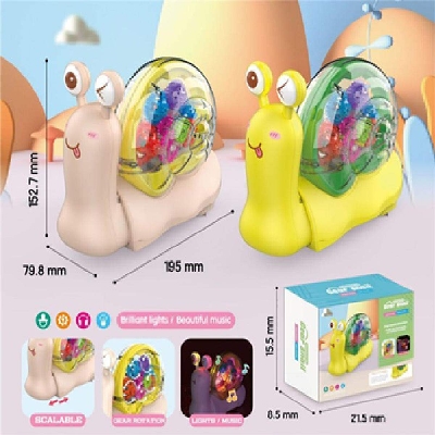 Picture of Light music electric universal transparent gear snail,Electric Universal Transparent Gear Simulation Snail LED Music Walking Educational Funny Interactive Toy Car Birthday Gift-Multicolor