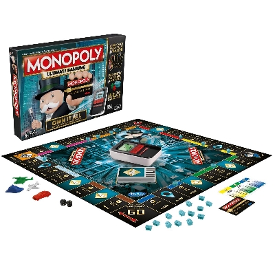 Picture of New Monopoly bord game Super Electronic Board Game, Electronic Banking Unit, Choose Your Rewards, Cashless Gameplay Tap Technology, for Ages 8 and Up,Box English electronic monopoly-Multicolor