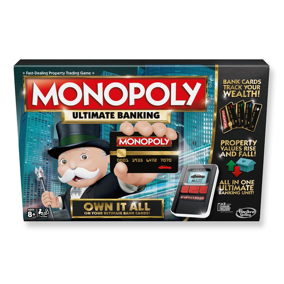 Picture of New Monopoly bord game Super Electronic Board Game, Electronic Banking Unit, Choose Your Rewards, Cashless Gameplay Tap Technology, for Ages 8 and Up,Box English electronic monopoly-Multicolor