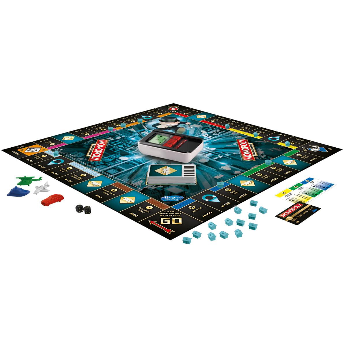 Picture of New Monopoly bord game Super Electronic Board Game, Electronic Banking Unit, Choose Your Rewards, Cashless Gameplay Tap Technology, for Ages 8 and Up,Box English electronic monopoly-Multicolor