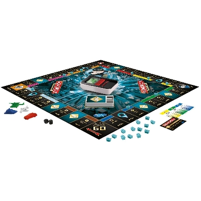 Picture of New Monopoly bord game Super Electronic Board Game, Electronic Banking Unit, Choose Your Rewards, Cashless Gameplay Tap Technology, for Ages 8 and Up,Box English electronic monopoly-Multicolor