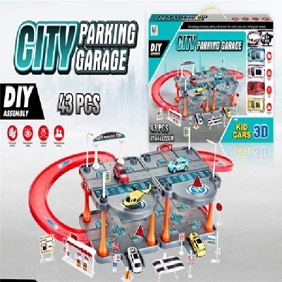 Picture of Track parking lot with plane 4pcs slide cars,city parking garage diy assemblyTrack parking lot with plane 4pcs slided cars-132-Multicolor