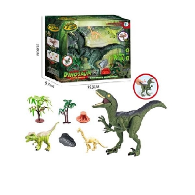 Picture of Light IC Raptor with tree tree stump dinosaur skeleton-Green