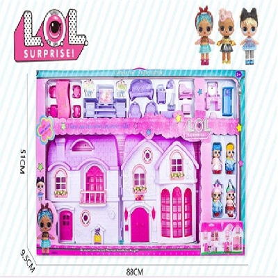 Picture of 4 Dolls Dream Room Doll House Fashion Doll Villa And Furniture Set For Kids Good Quality (Best Gift)-Multicolor