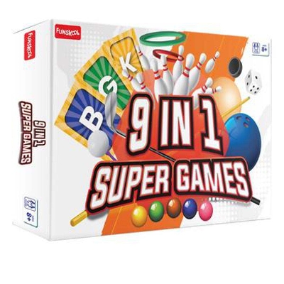 Picture of FUNSKOOL 9 IN 1 SUPER GAMES COMPACT STRATEGY BOARD GAME FOR KIDS-Multicolor