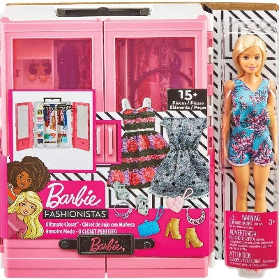 Picture of ​Barbie Fashionistas Ultimate Closet Portable Fashion Toy with Doll, Clothing, Accessories and Hangars-GBK12-Multicolor