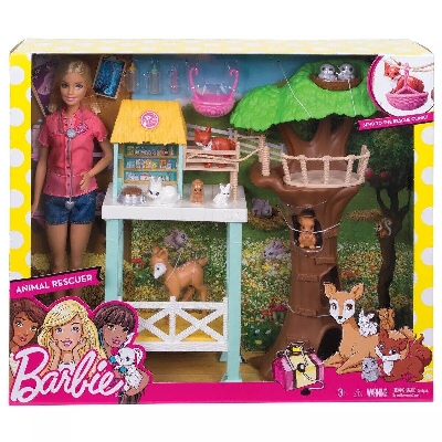 Picture of Barbie Pet Rescuer Doll Center with 8 pets & Playset- FCP78-Multicolor