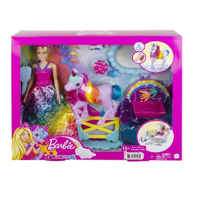 Picture of Barbie Dreamtopia Doll And Unicorn Nutrition Set-GTG01-Multicolor