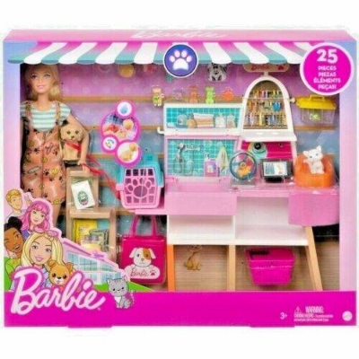Picture of Barbie Doll And Pet Boutique Playset With 4 Pets For Kids-GRG90-Multicolor
