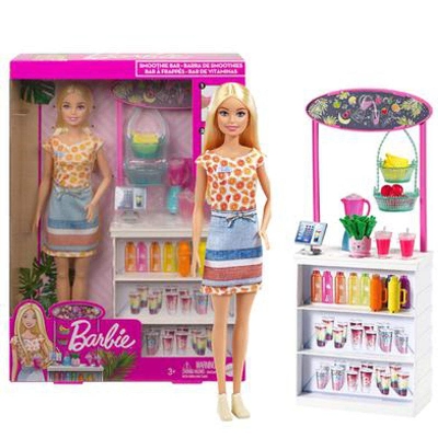 Picture of Barbie GRN75​ Smoothie Bar Playset with Blonde Doll, Smoothie Bar & 10 Accessories-Multicolor