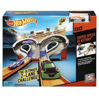 Picture of Hot Wheels Super Speed Blastway Track Set with 1 Car  Dual-Track Racing Connect to Other Sets for Kids -CDL49-Multicolor