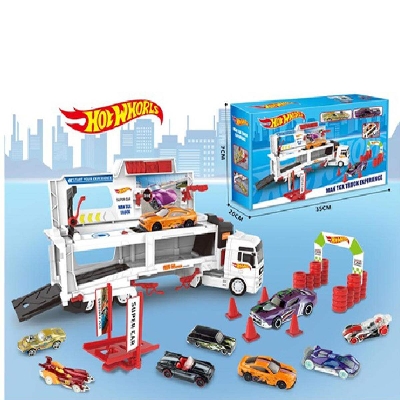 Picture of HotWheels Man Tgx Truck Porsche Experience With 2 Cars For Kids-Multicolor