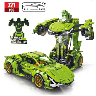 Picture of Racing Cars Building Blocks 2-in-1 Robot 721 PCS Sports Pull Back Car City Competition Series Gifts for Kids-Multicolor
