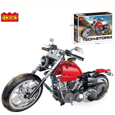 Picture of 573pcs building blocks motorcycle Sportster chopper Tech-Storm Toy set for kids-Multicolor
