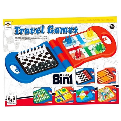 Picture of Board Game  8 IN 1 TRavel ludo Chess checkers and many more travel board games ludo game - JF378-15-Multicolor