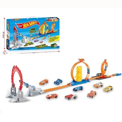 Picture of Hot Wheel Double Ring Speedway Race Alloy track set with 2pcs alloy cars with dead loops-3313-Multicolor