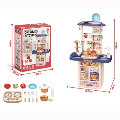 Picture of Dream Kitchen Stove With Light & Music  Faucet Water Steam IC Spray Utensils Cooking Set For Kids-Multicolor