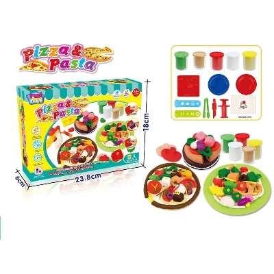 Picture of Color dough pizza and pasta color  pretend craft play set for kids-Multicolor