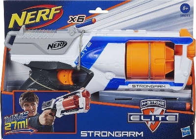 Picture of Nerf Elite Strongarm Blaster - 6 Dart Slam Fire - 12 Official Darts - Kids & Outdoor Play - Ages 8+-White