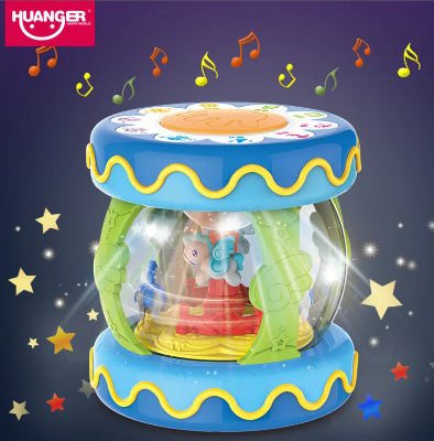 Picture of HUANGER lovely Multi-function baby musical merry-go-round hand drums toy intelligent learning toy with music and lights-Blue pink