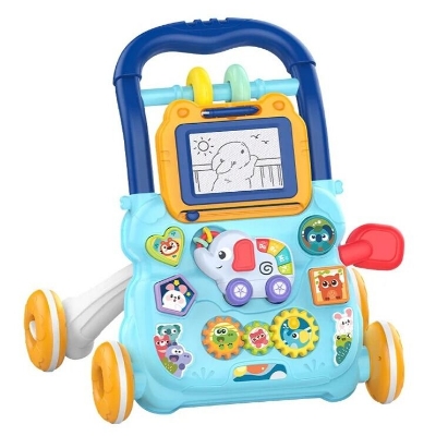 Picture of Baby Walker with Music Drawing Board Cartoon Toy Learn Standing and Exercises Practice Hand Push Stroller for 6-15 Months Kids-Multicolor