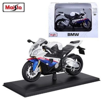 Picture of Maisto 1/12 BMW S1000RR Motorcycle Model Alloy Diecast Toy Collection Hobbies SUZUKI GSX R1000R Honda Off Road Autocycle Cars-White