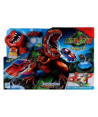 Picture of SGL Metal Dinosaur track set railcar runway with 2 pcs metal cars & sound effects, Multicolour, 2 Pieces-Multicolor