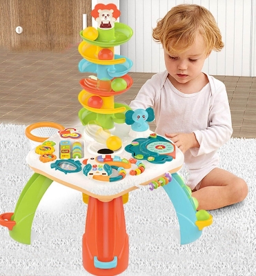 Picture of Baby Activity Table Toys - Multifunctional Baby Activity Center for 18M+ Baby Boys and Girls, Toddlers, Learning Musical Table, Educational Play Toys, Infant Babies Toys Birthday Gifts (Model. A)-Blue