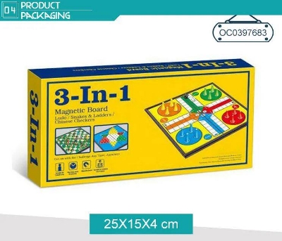 Picture of 3-in-1 Ludo Snakes&ladders Chinese Checkers Magnetic Chess Games-Multicolor
