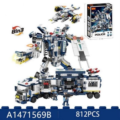 Picture of COGO 8 in 3 ABS 3D Educational Deformation Robot Transform Bricks Truck Building Blocks Toys for Children-Multicolor