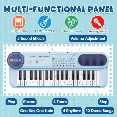Picture of Piano with Microphone (Blue)-Blue